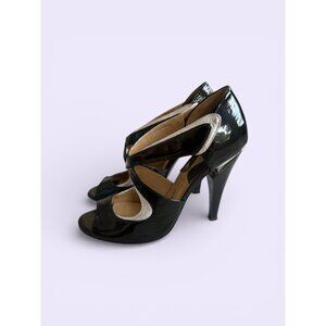 OH DEER Guggenheim Black Patent Leather Heels Size 7.5